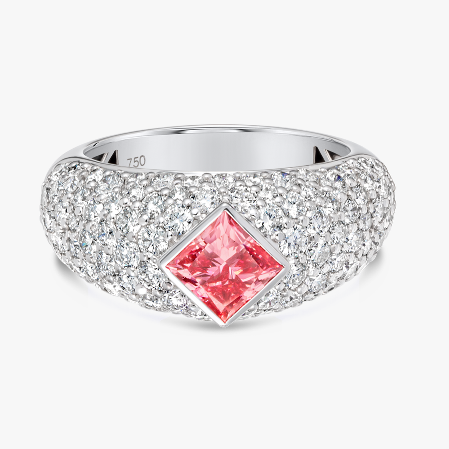 1.01ct Princess Lab-Grown Pink Diamond Encrusted Ring White Gold