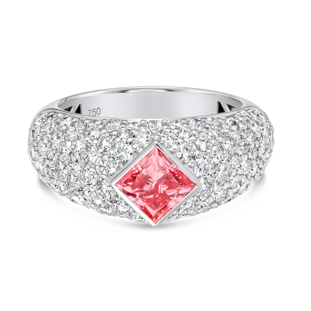 1.01ct Princess Lab-Grown Pink Diamond Encrusted Ring White Gold
