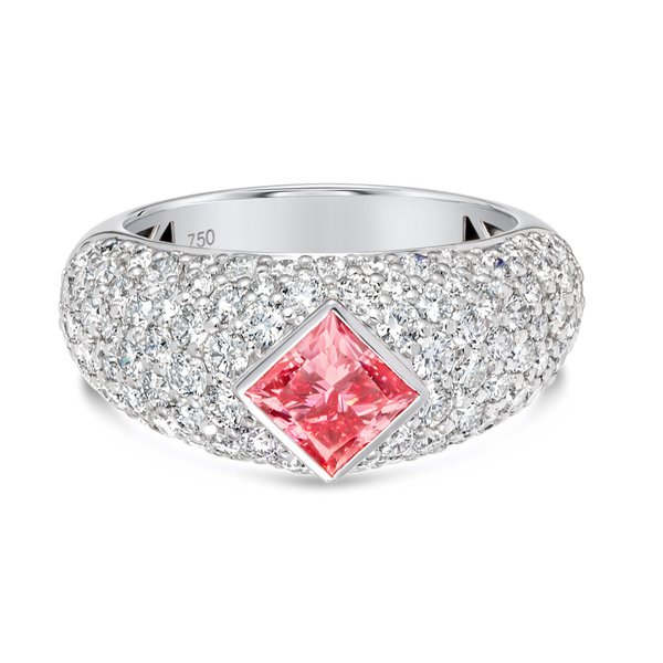 1.01ct Princess Lab-Grown Pink Diamond Encrusted Ring White Gold
