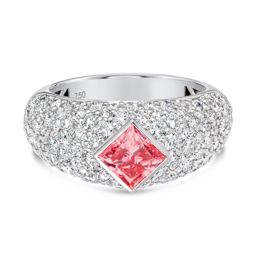 1.01ct Princess Lab-Grown Pink Diamond Encrusted Ring White Gold