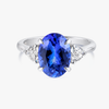 3ct Oval Natural Tanzanite Trilogy Ring White Gold