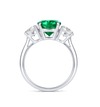 2.50ct Round Natural Green Emerald Trilogy Ring White Gold