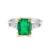 2.64ct Emerald Natural Green Emerald Trilogy Ring White Gold