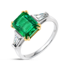 2.64ct Emerald Natural Green Emerald Trilogy Ring White Gold