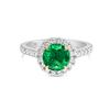 1.37ct Round Natural Green Emerald Halo Ring White Gold