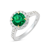 1.37ct Round Natural Green Emerald Halo Ring White Gold