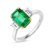 3ct Emerald Natural Green Emerald Trilogy Ring White Gold