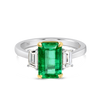 3ct Emerald Natural Green Emerald Trilogy Ring White Gold