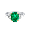 1.98ct Oval Natural Green Emerald Trilogy Ring White Gold