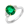 1.98ct Oval Natural Green Emerald Trilogy Ring White Gold