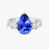 3.01 Pear Natural Tanzanite Trilogy Ring White Gold