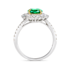 1.55ct Oval Natural Green Emerald Halo Ring White Gold