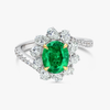 1.55ct Oval Natural Green Emerald Halo Ring White Gold