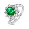 1.55ct Oval Natural Green Emerald Halo Ring White Gold