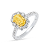 1.15ct Oval Lab-Grown Yellow Diamond Halo Ring White Gold