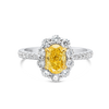 1.15ct Oval Lab-Grown Yellow Diamond Halo Ring White Gold