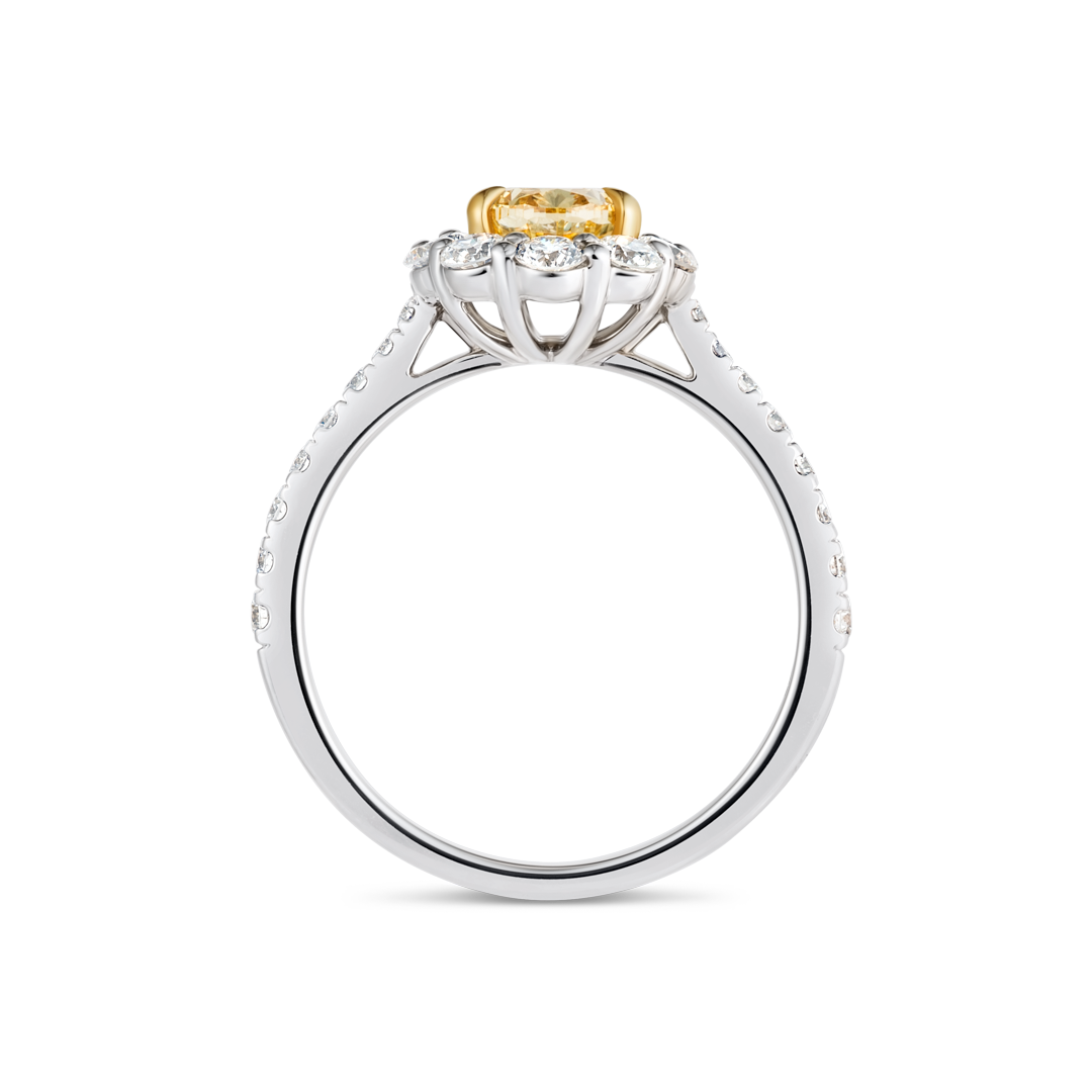 1.15ct Oval Lab-Grown Yellow Diamond Halo Ring White Gold