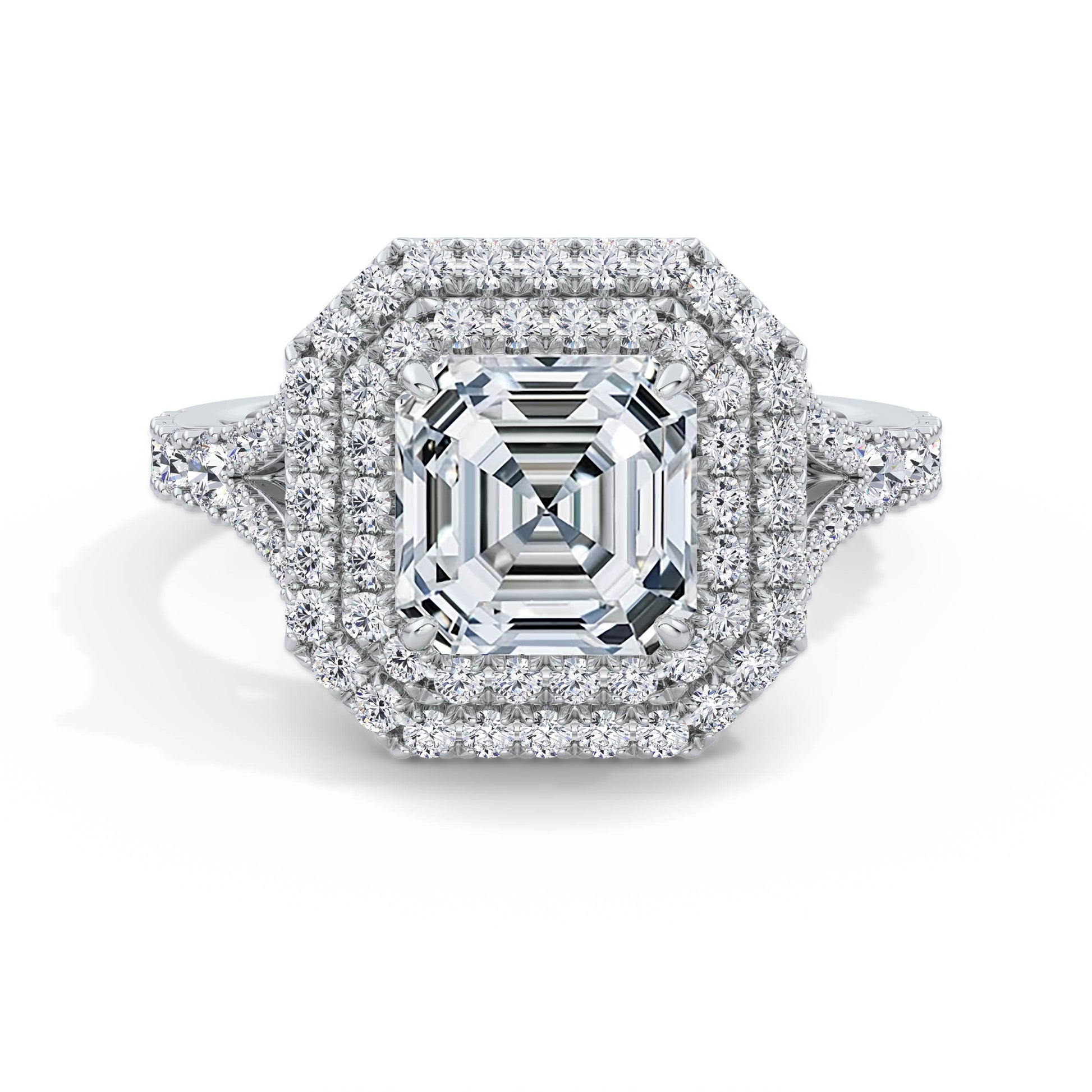 Aimee Platinum Asscher Halo