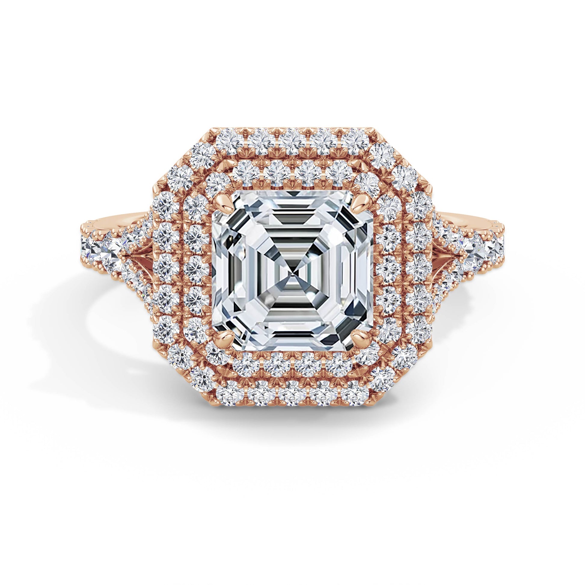 Aimee 18k Rose Gold Asscher Halo