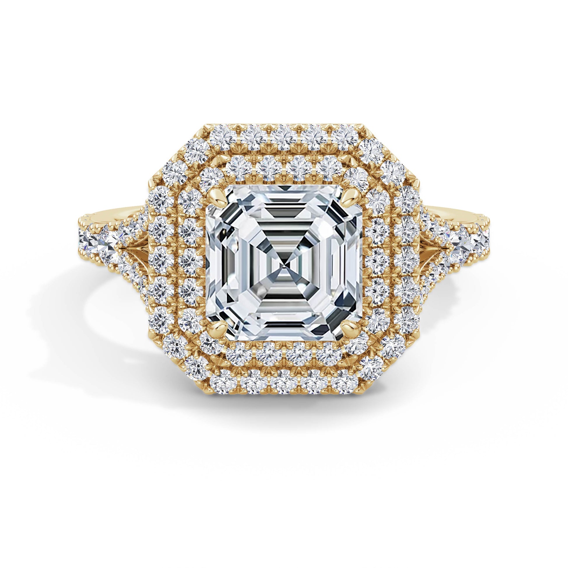 Aimee 18k Yellow Gold Asscher Halo