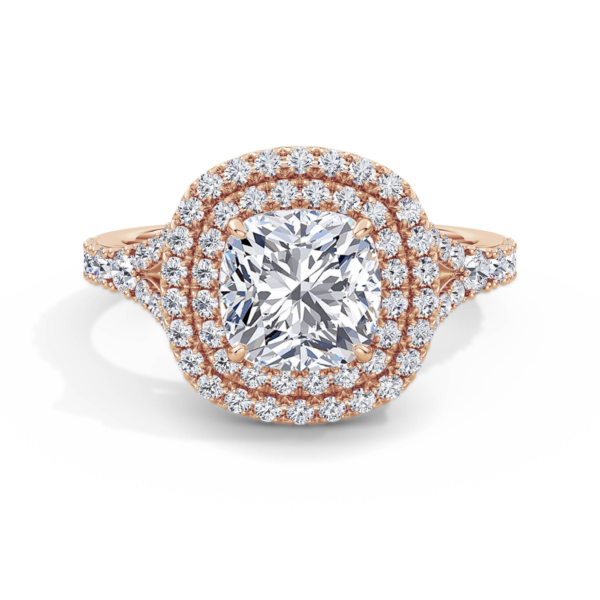 Aimee 18k Rose Gold Cushion Halo