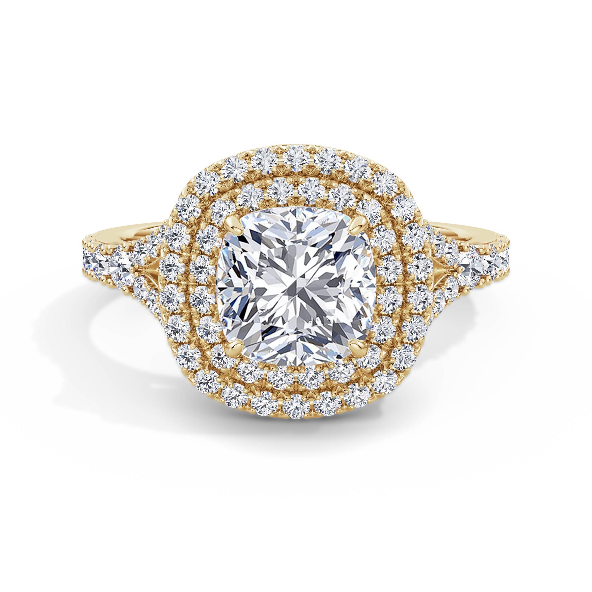 Aimee 18k Yellow Gold Cushion Halo