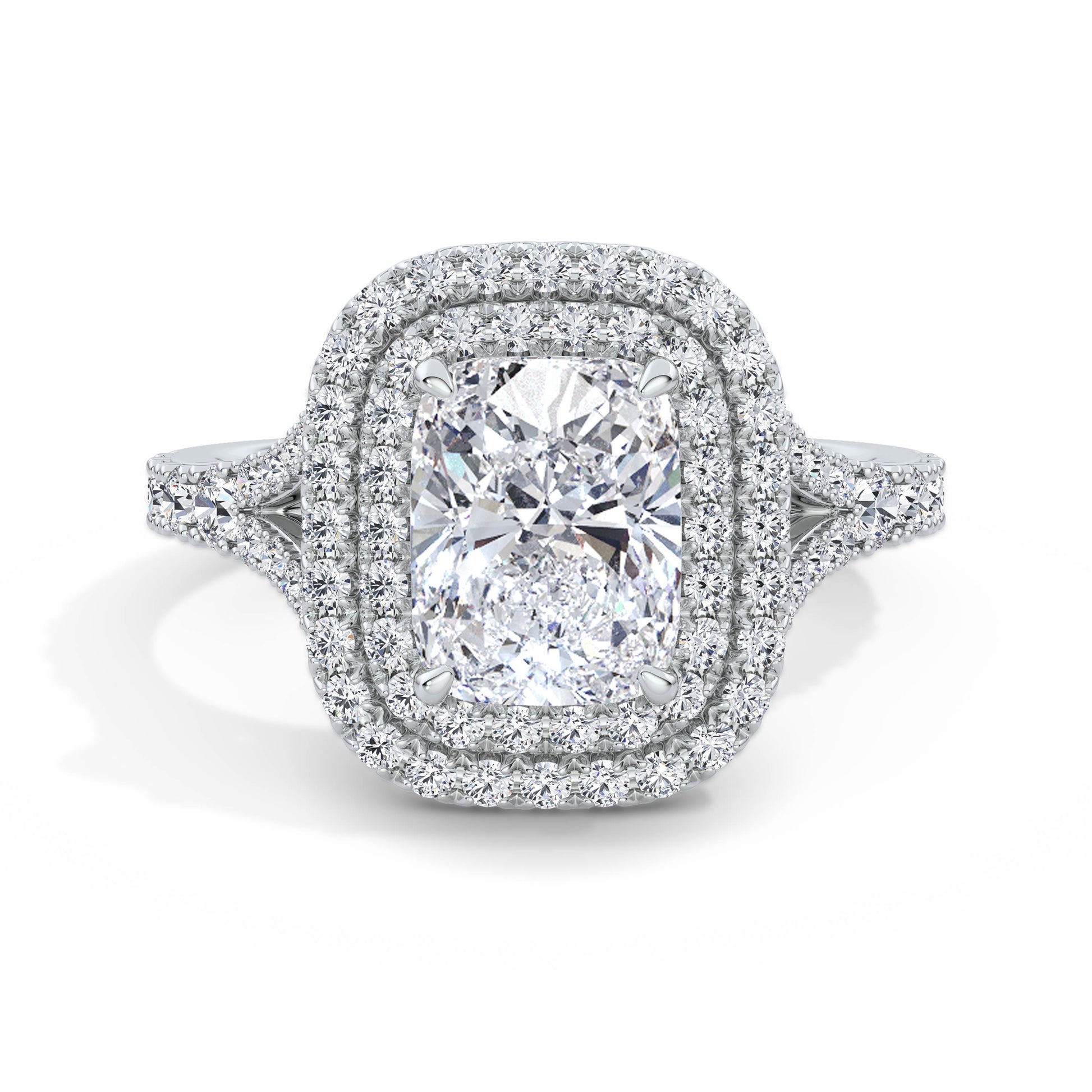 Aimee Platinum Elongated Cushion Halo