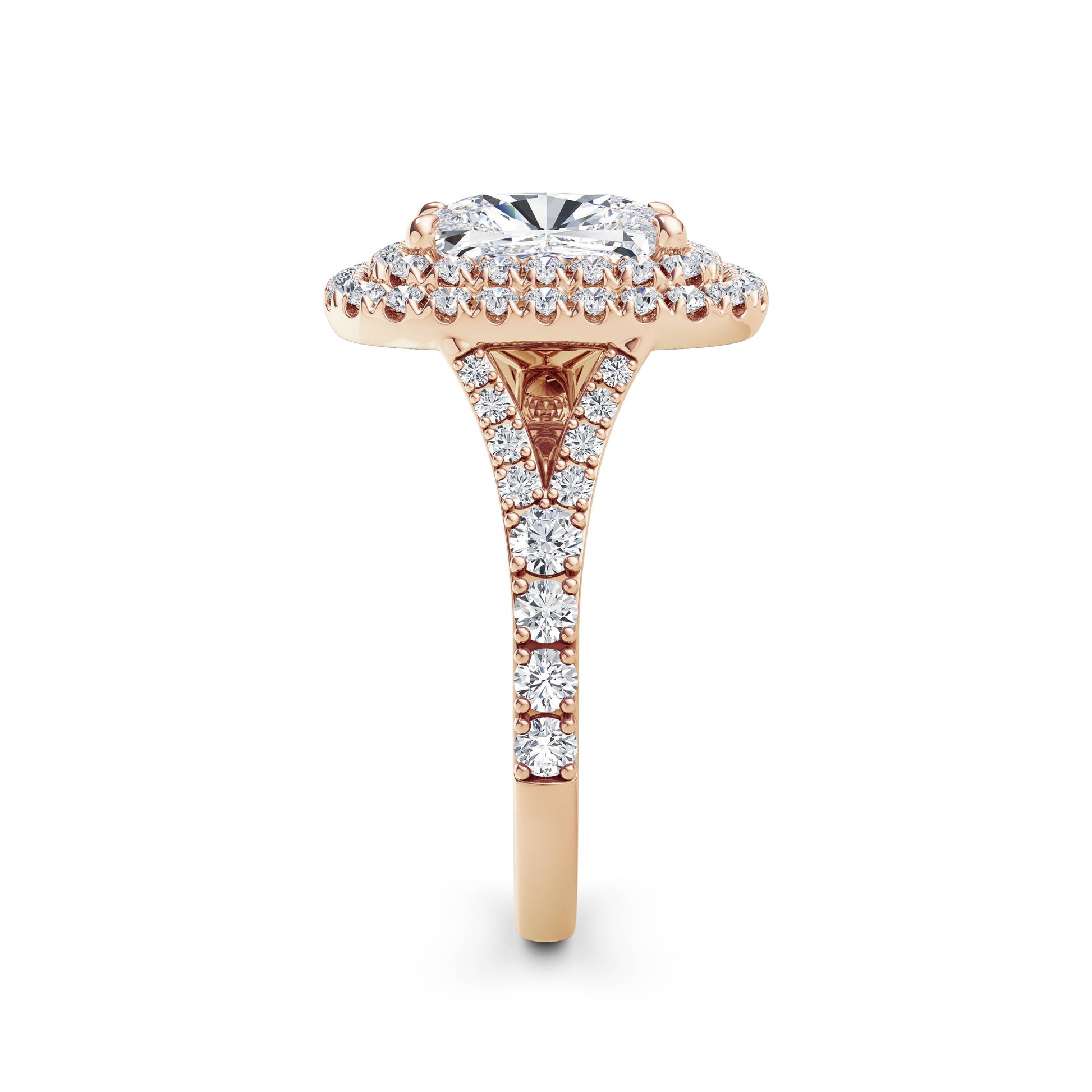 Aimee 18k Rose Gold Elongated Cushion Halo