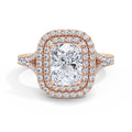 Aimee 18k Rose Gold Elongated Cushion Halo