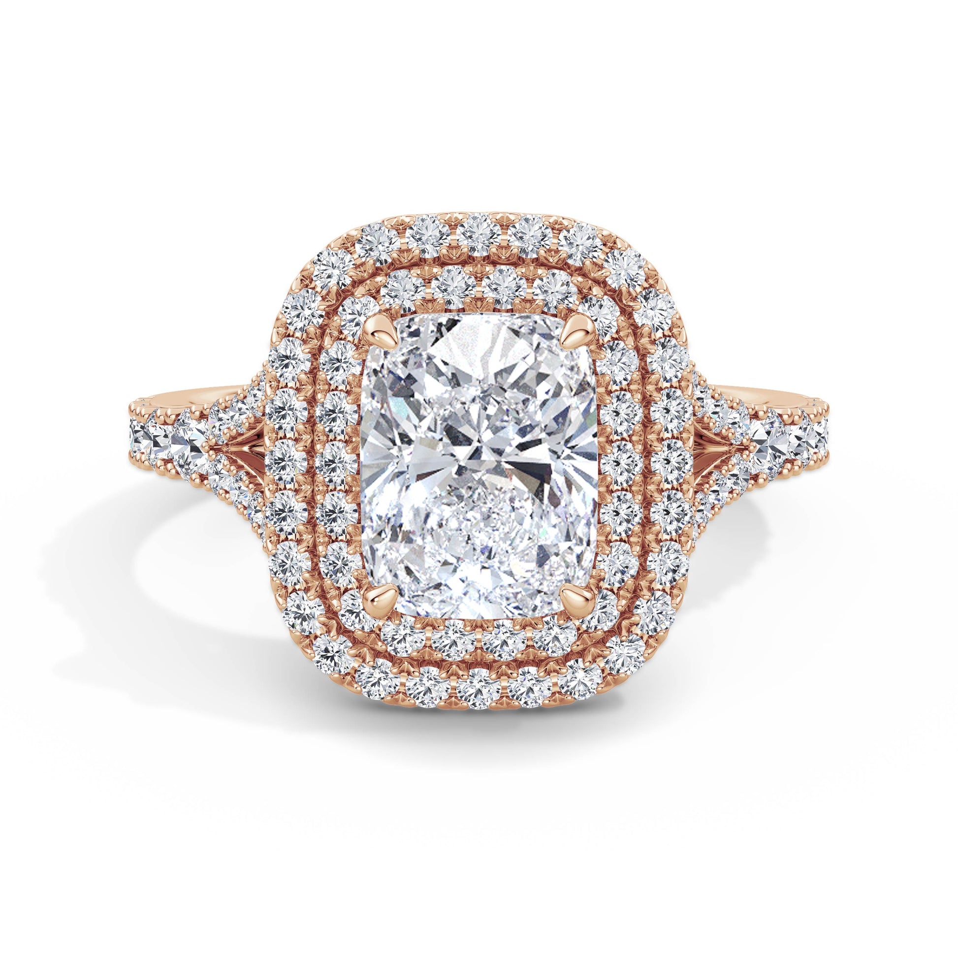 Aimee 18k Rose Gold Elongated Cushion Halo