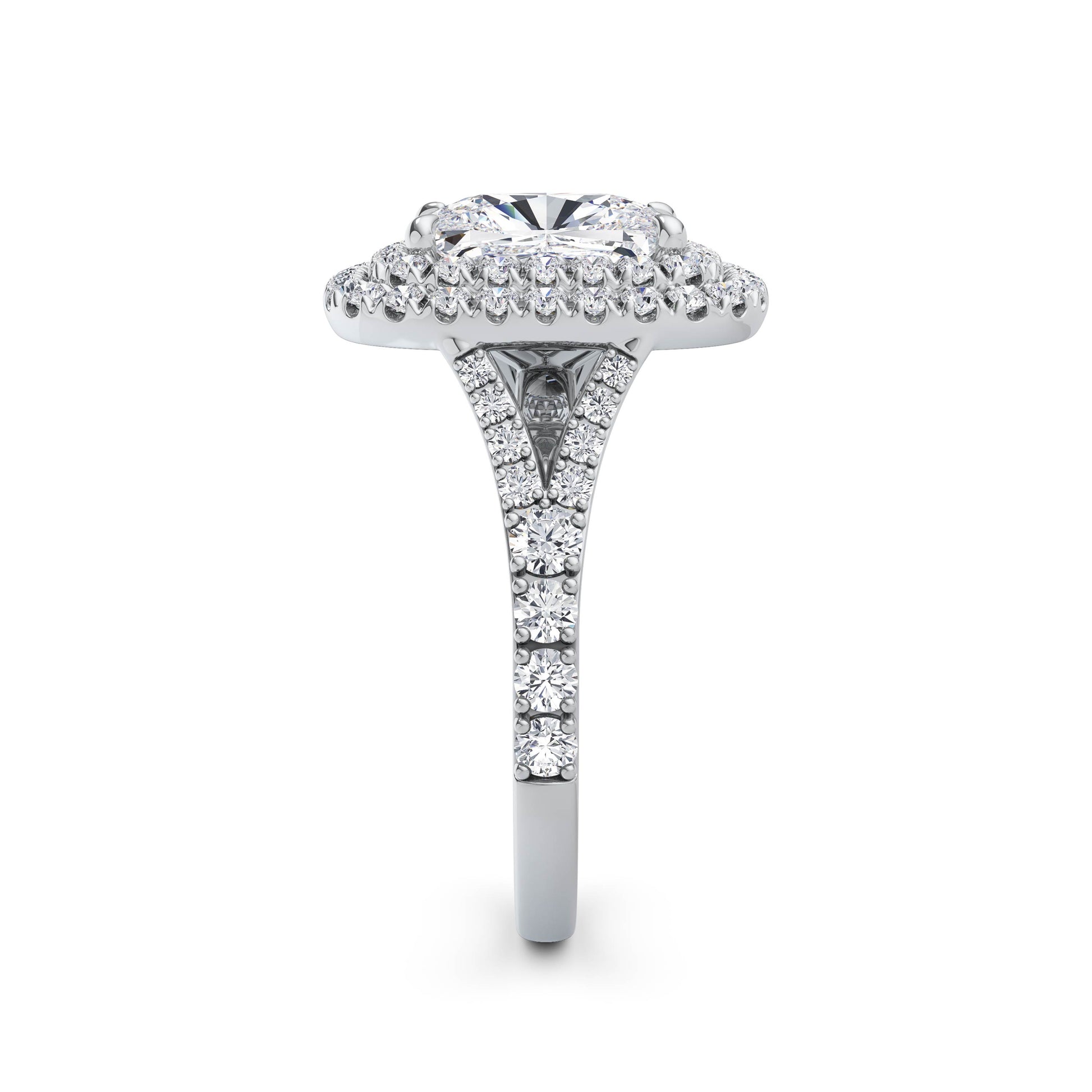 Aimee 18k White Gold Elongated Cushion Halo