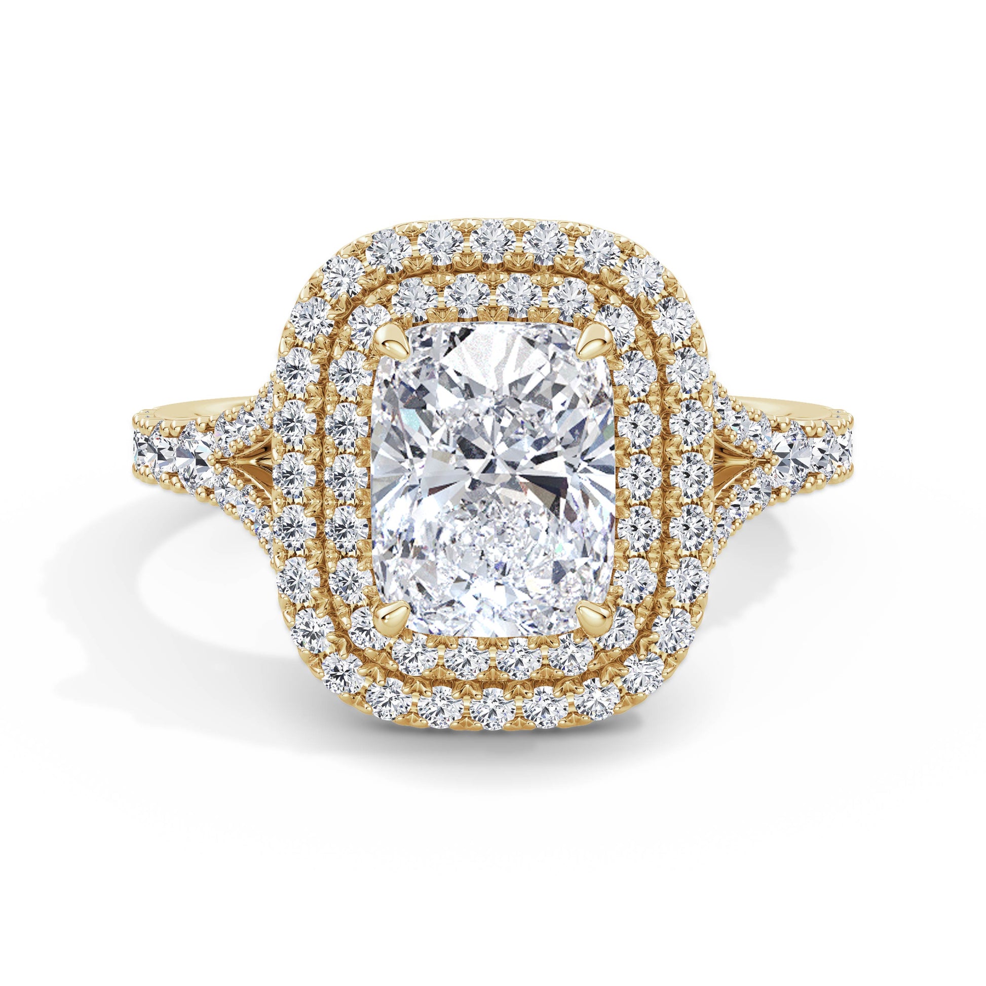 Aimee 18k Yellow Gold Elongated Cushion Halo