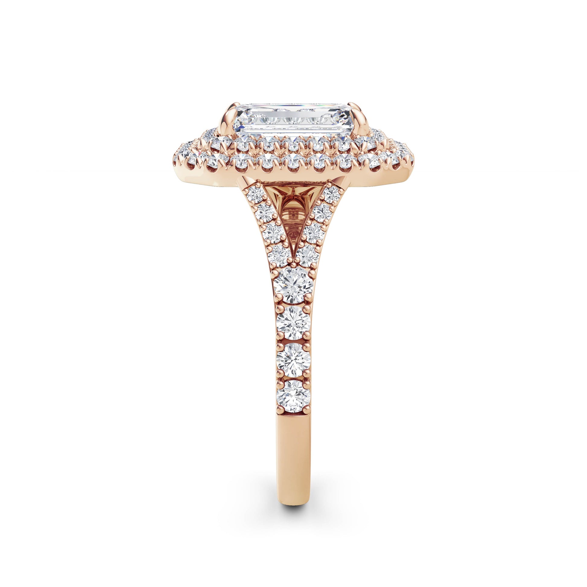 Aimee 18k Rose Gold Emerald Halo