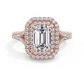 Aimee 18k Rose Gold Emerald Halo