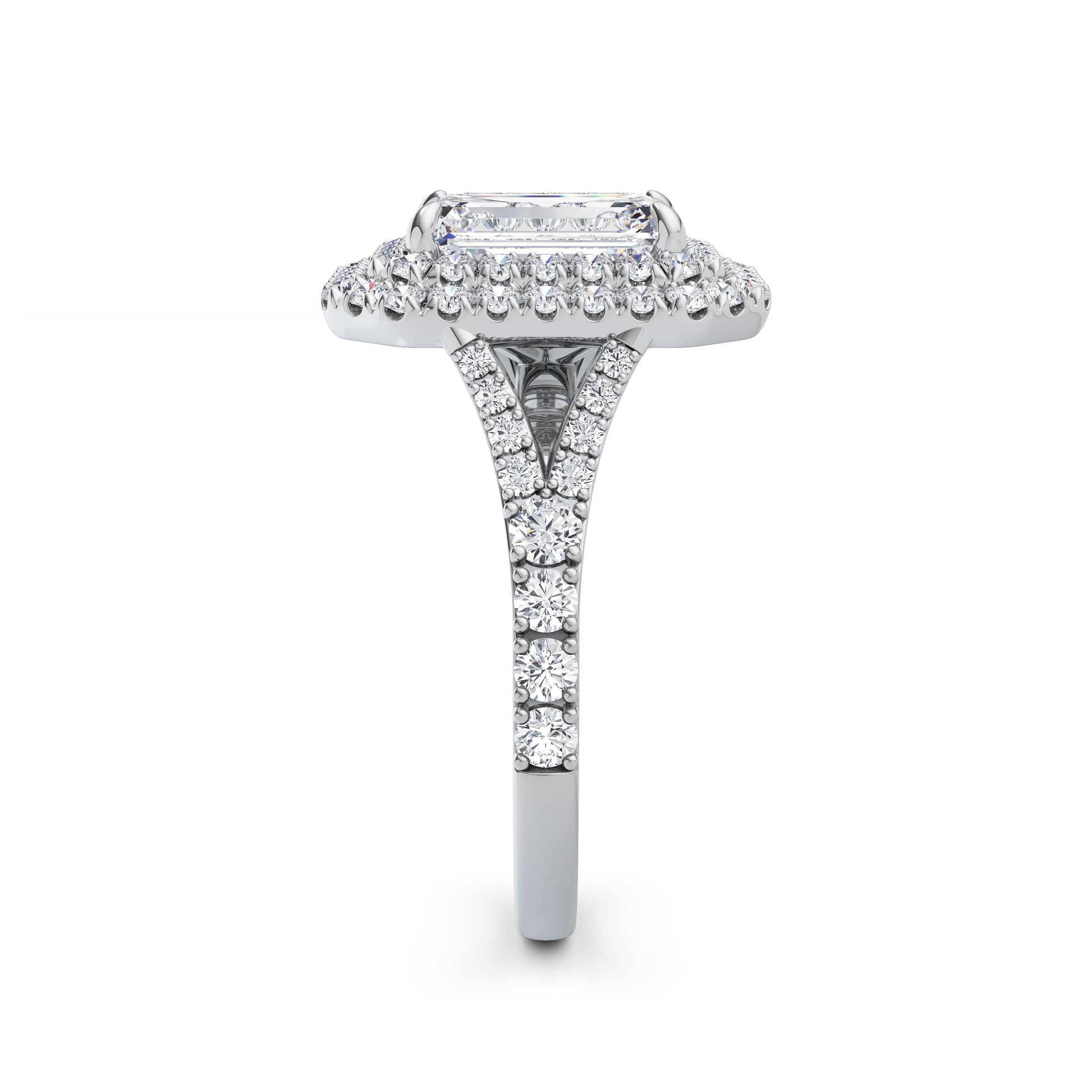 Aimee 18k White Gold Emerald Halo