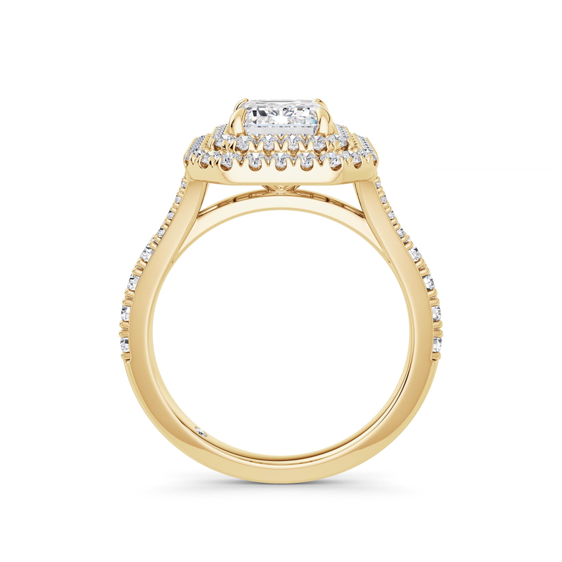 Aimee 18k Yellow Gold Emerald Halo