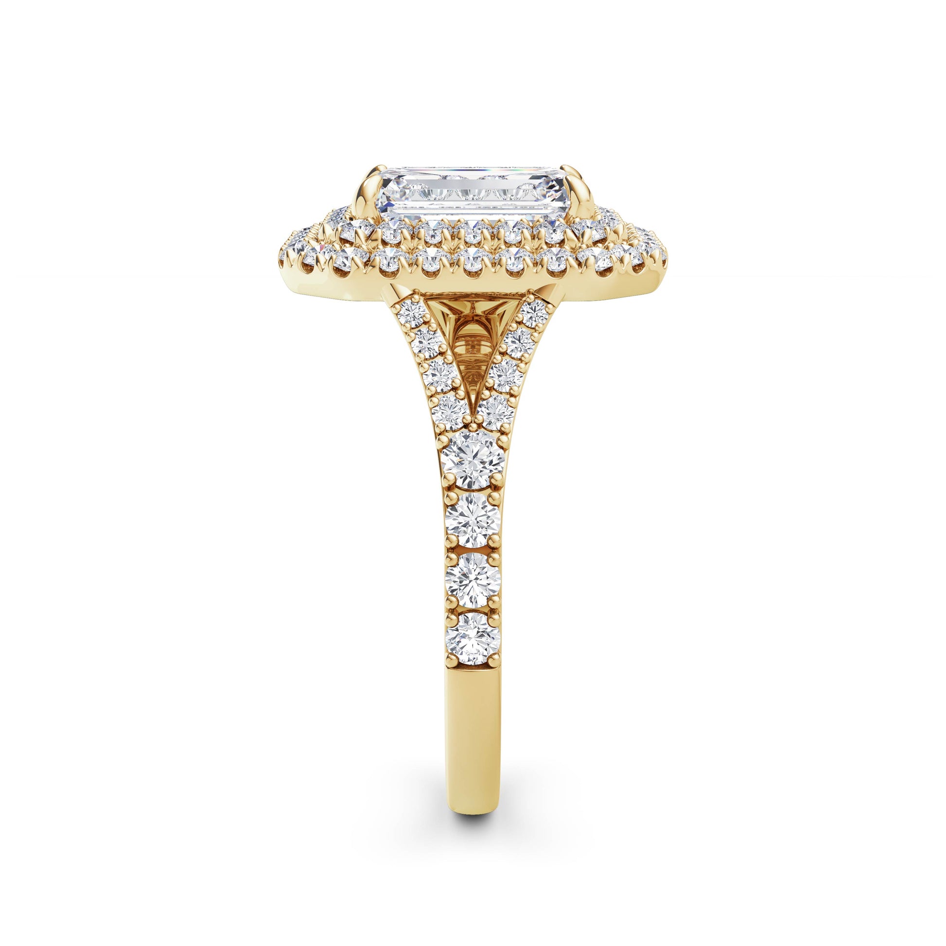 Aimee 18k Yellow Gold Emerald Halo