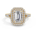 Aimee 18k Yellow Gold Emerald Halo