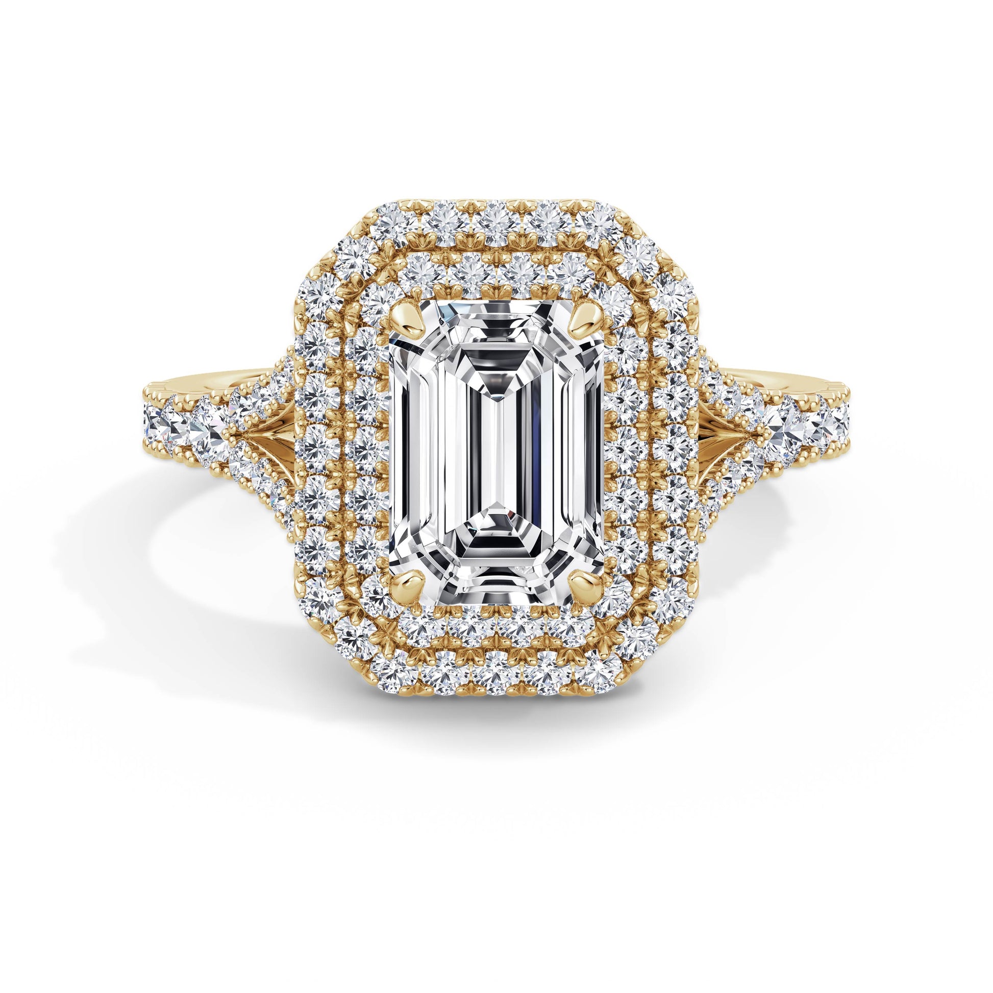 Aimee 18k Yellow Gold Emerald Halo