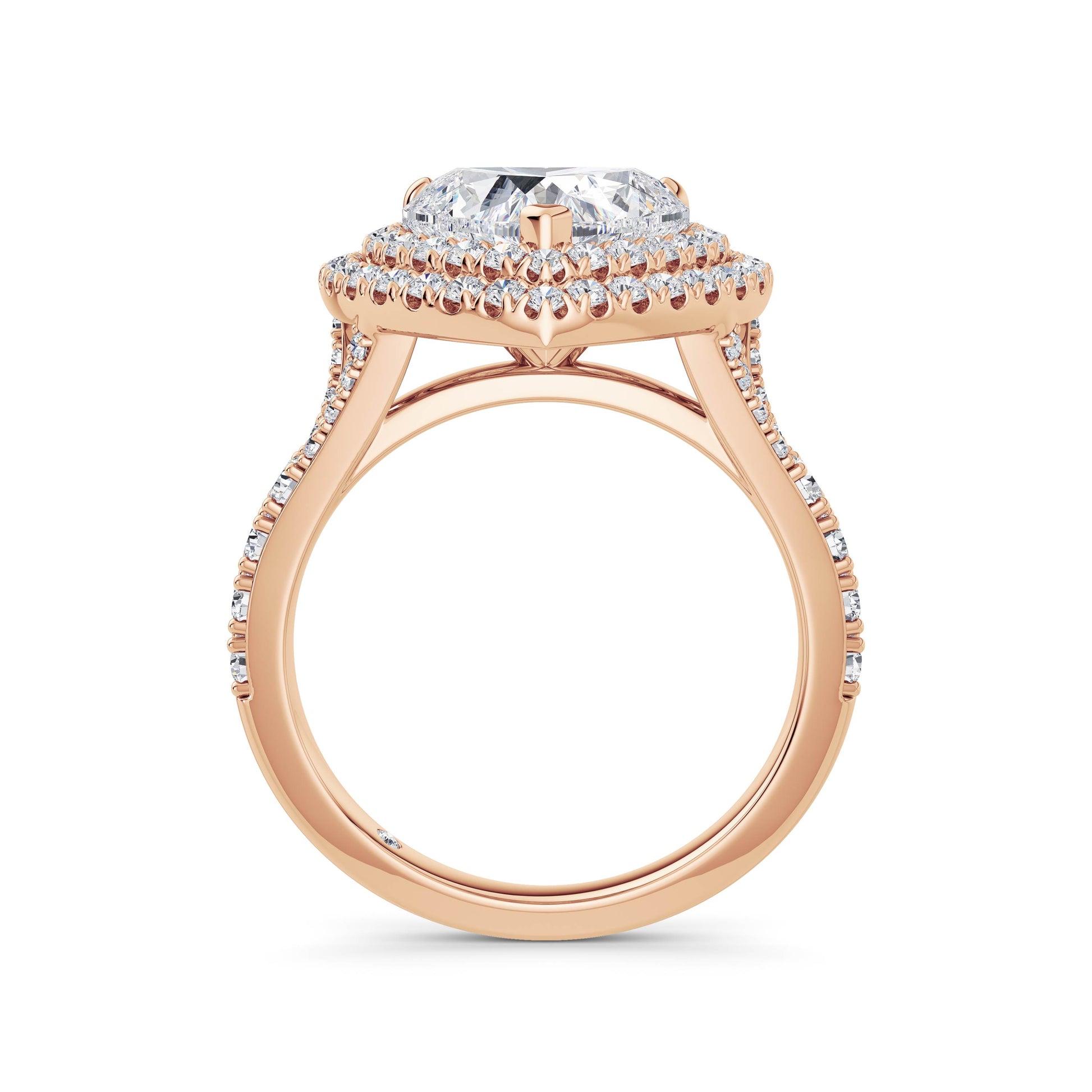Aimee 18k Rose Gold Heart Halo