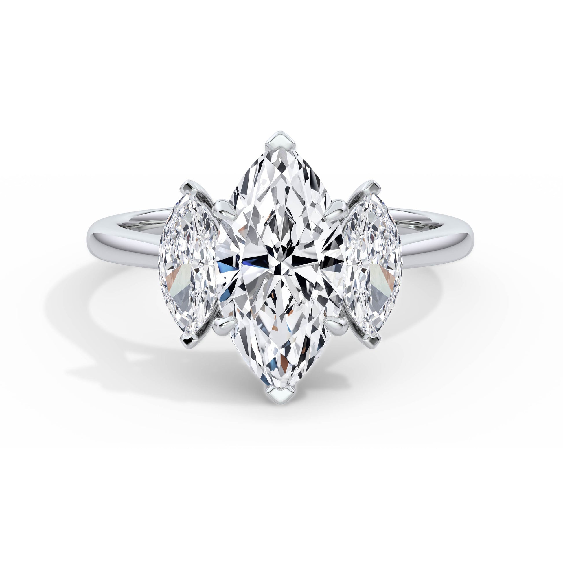 Aimee 18k White Gold Marquise Trilogy