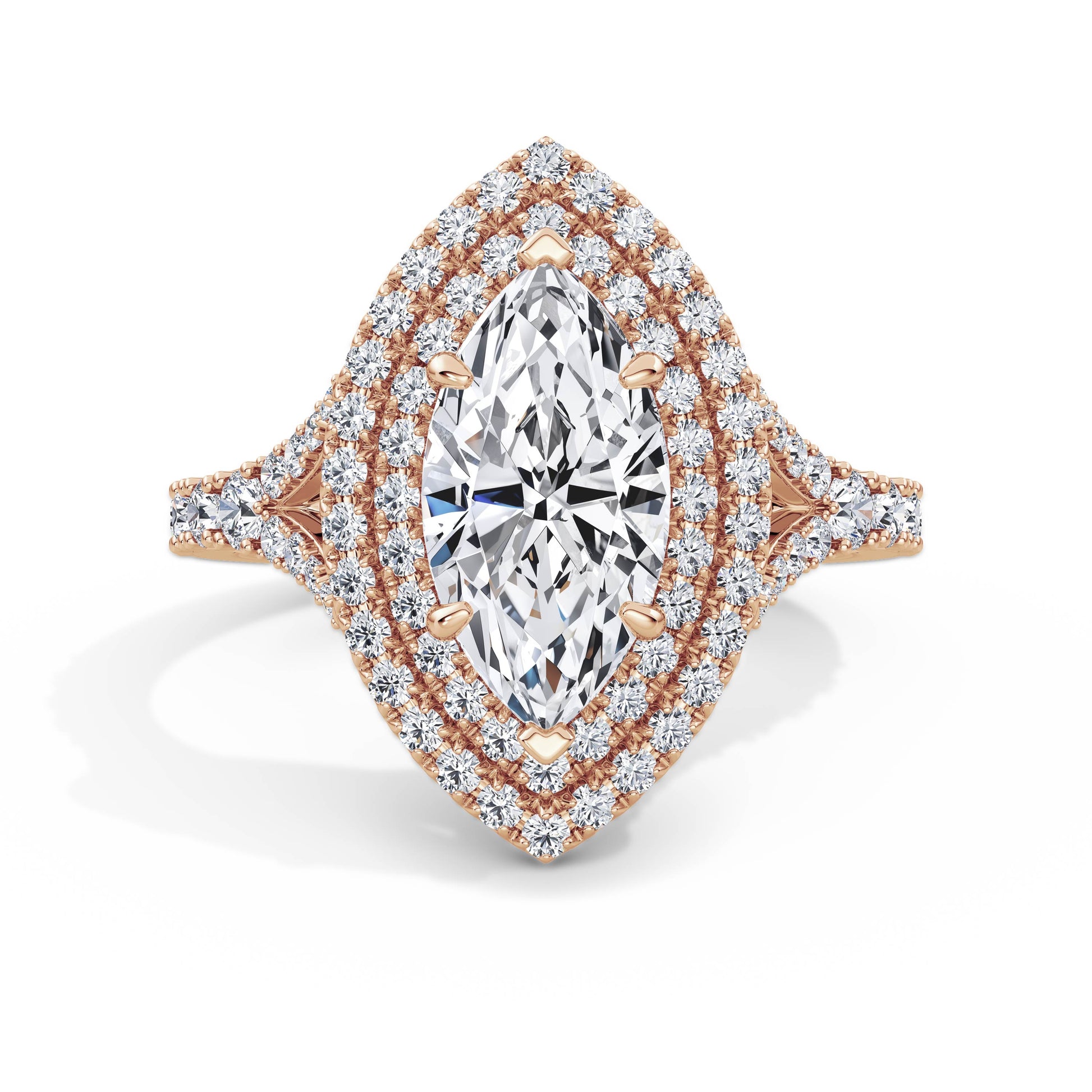 Aimee 18k Rose Gold Marquise Halo