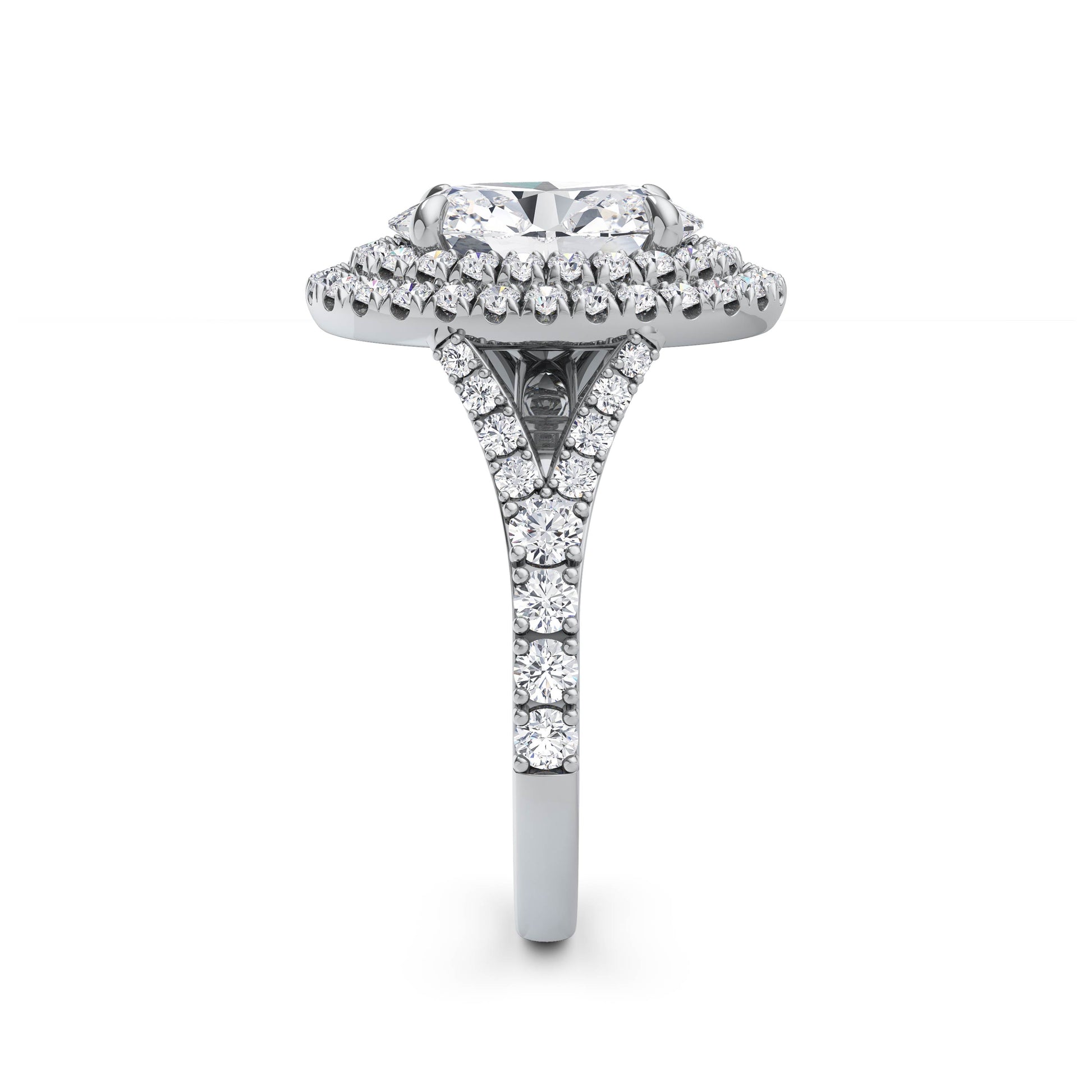 Aimee 18k White Gold Oval Halo