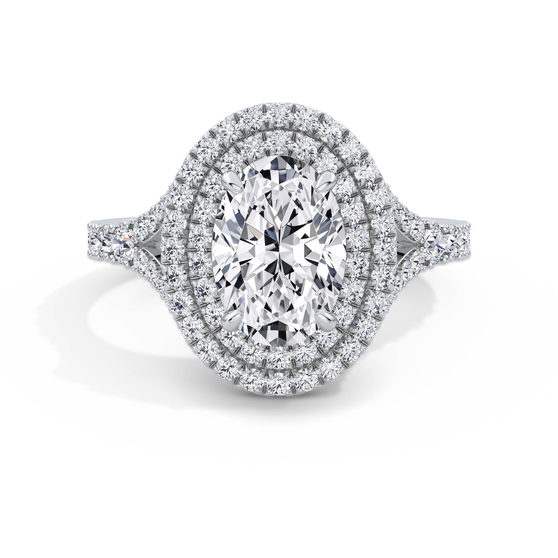 Aimee 18k White Gold Oval Halo