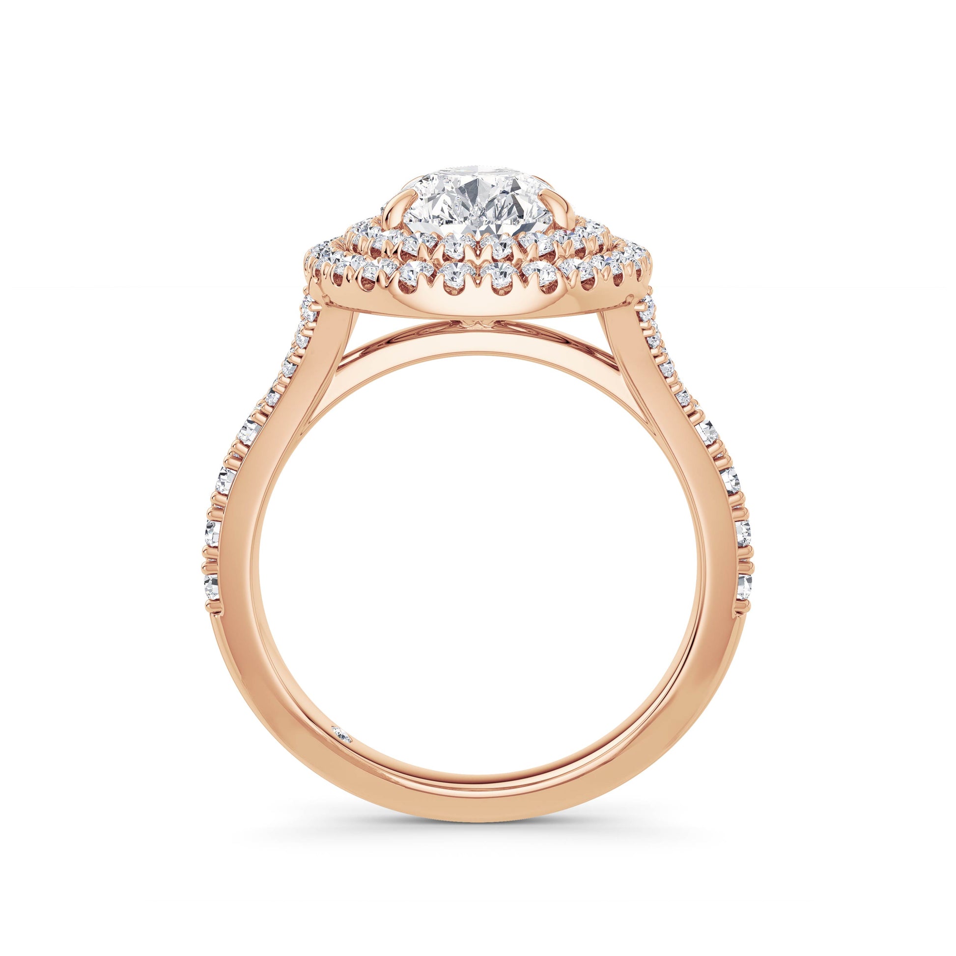 Aimee 18k Rose Gold Pear Halo