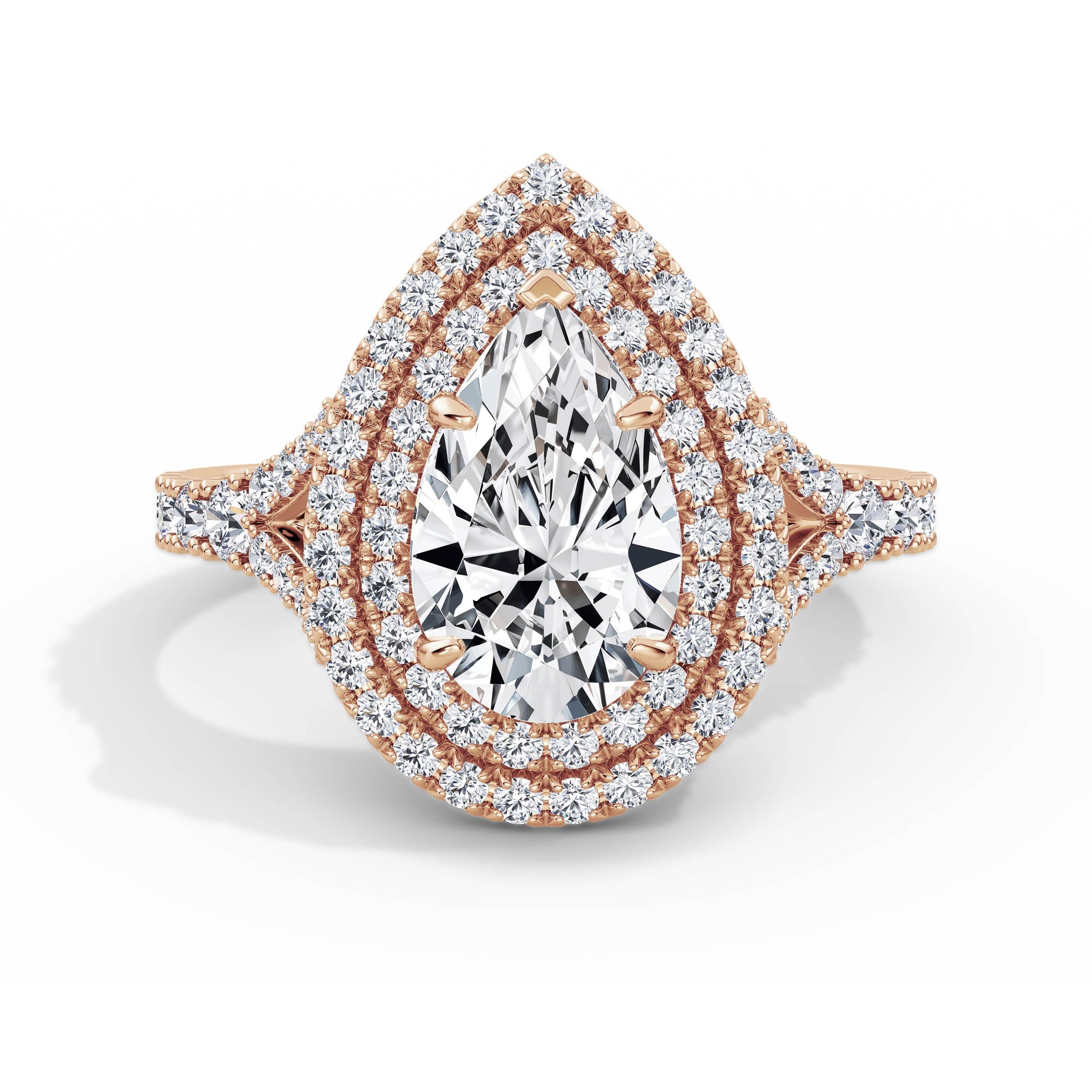 Aimee 18k Rose Gold Pear Halo