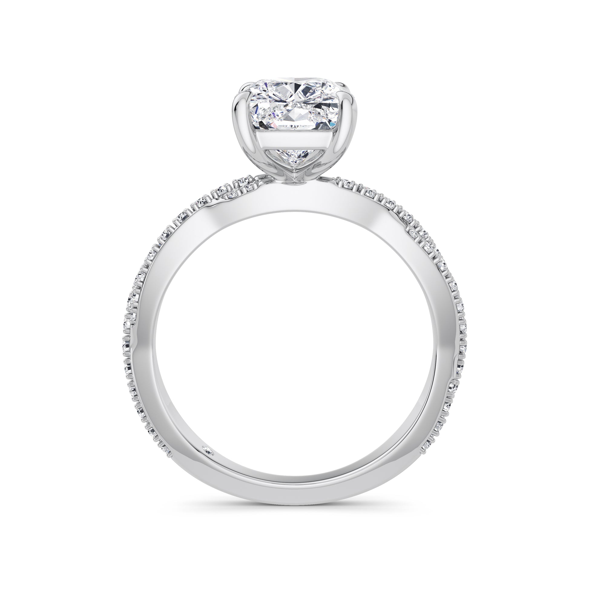 Anita 18k White Gold Elongated Cushion Diamond Band