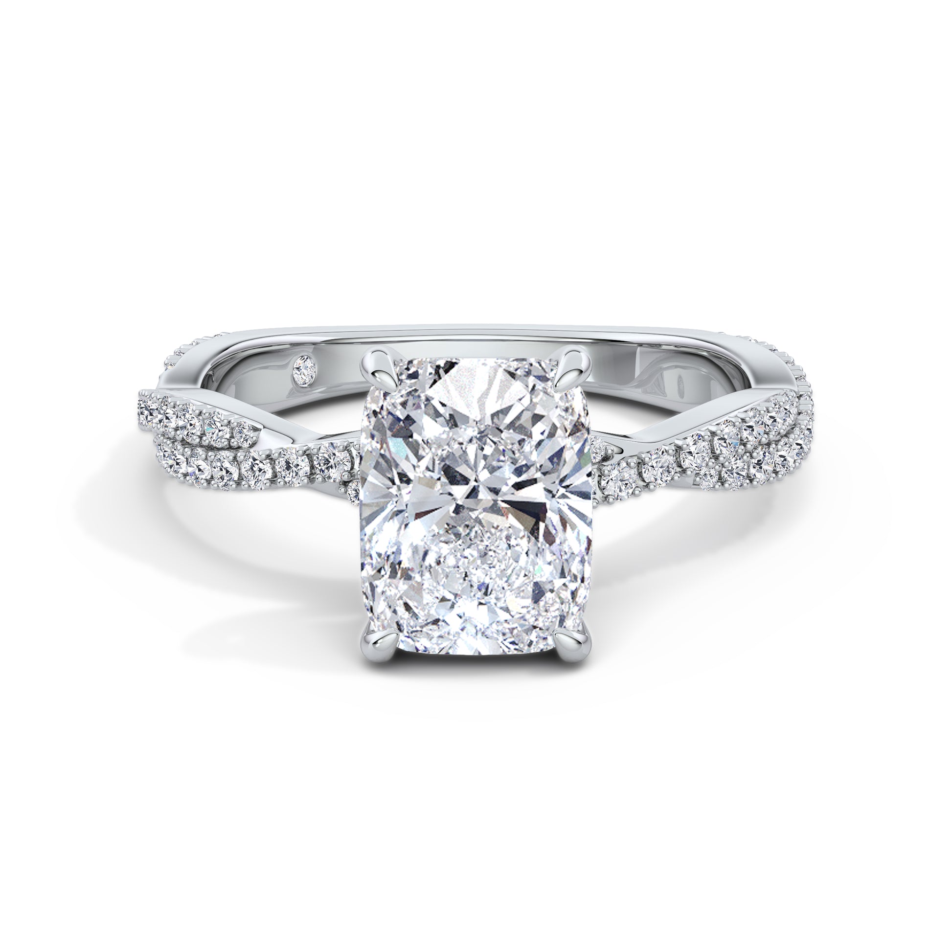 Anita 18k White Gold Elongated Cushion Diamond Band