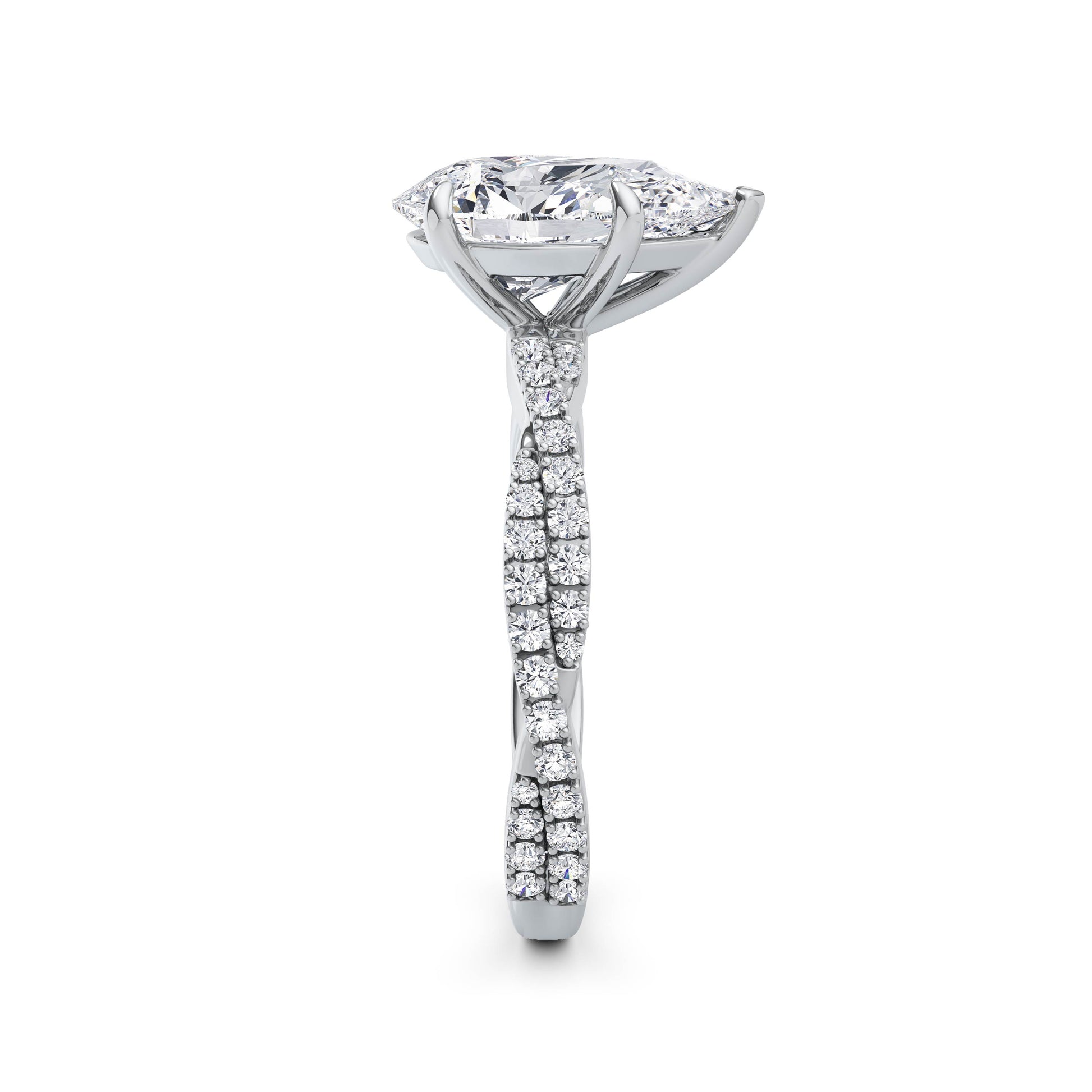 Anita 18k White Gold Pear Diamond Band