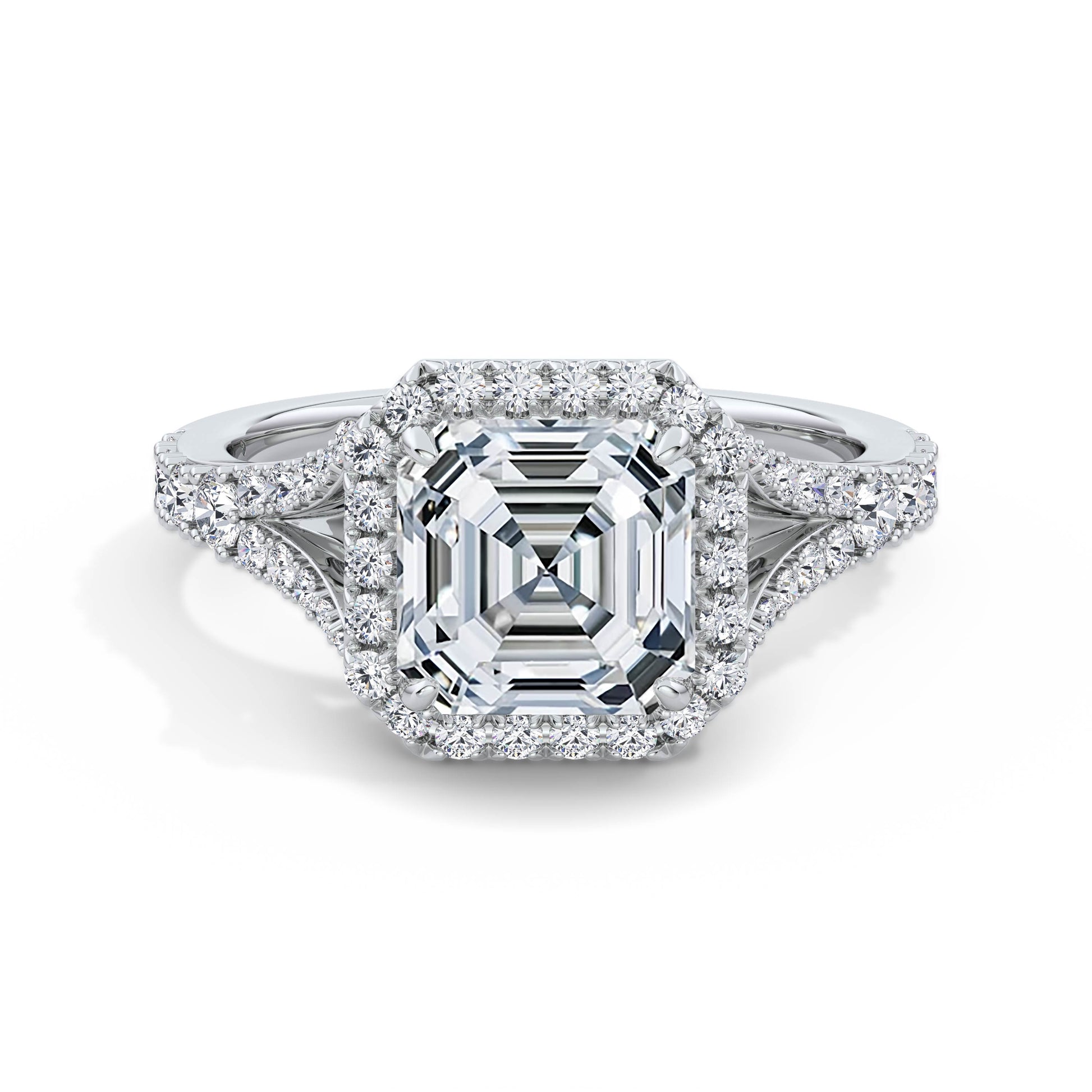 Bethany 18k White Gold Asscher Halo